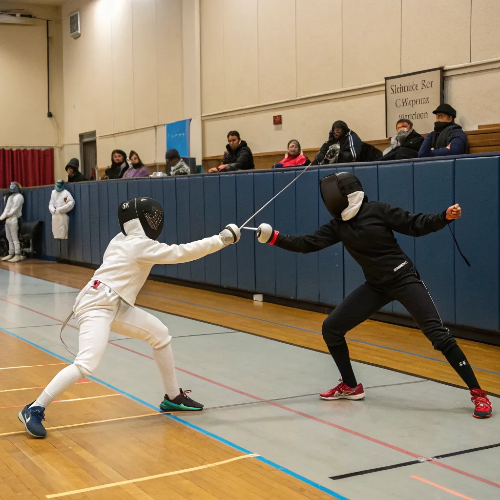 Fencing lesson in progress