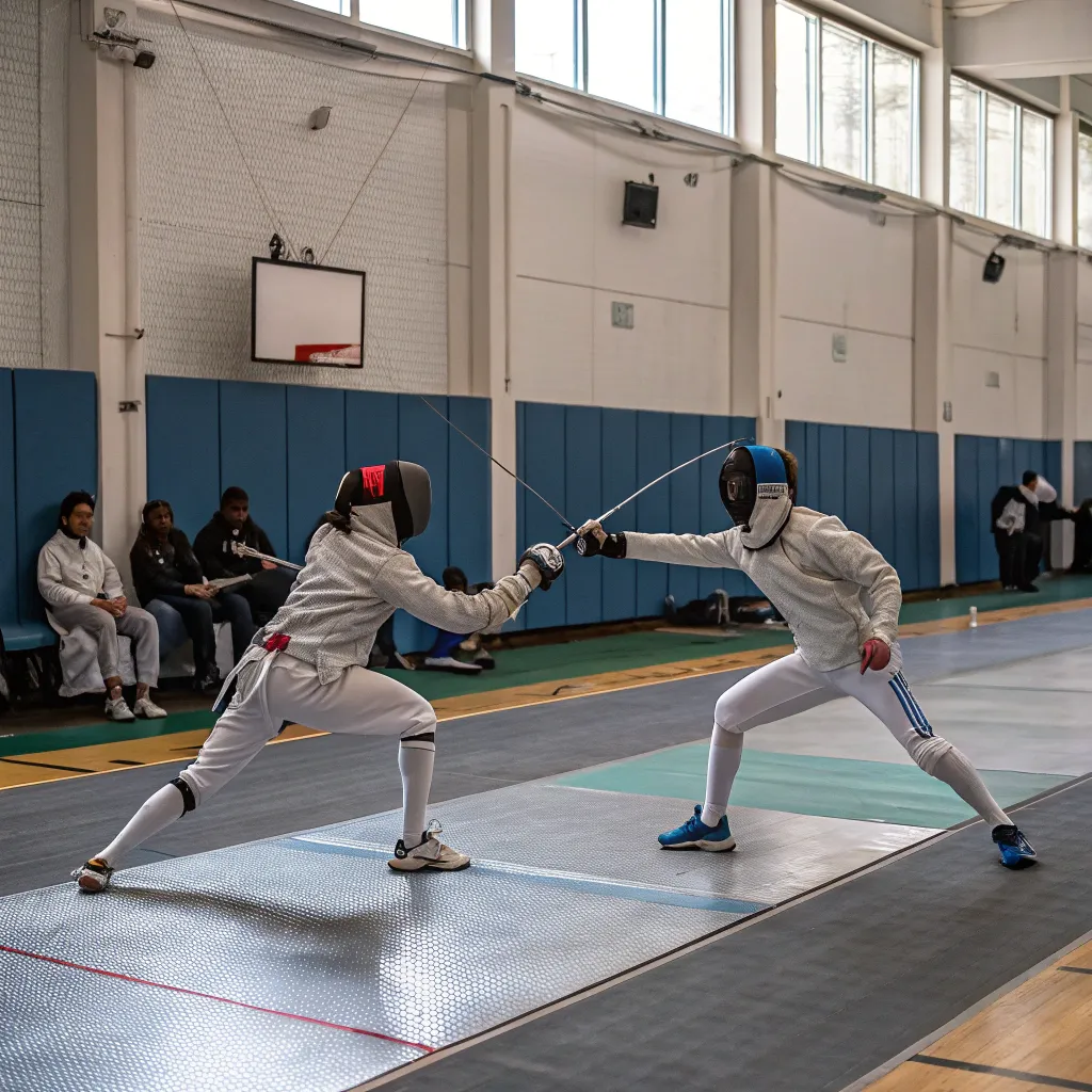 Fencing team practice session